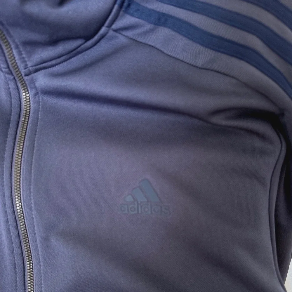 adidas Men's Track‎ Jacket Full Zip Blue 3-Stripes Size M Small Snags